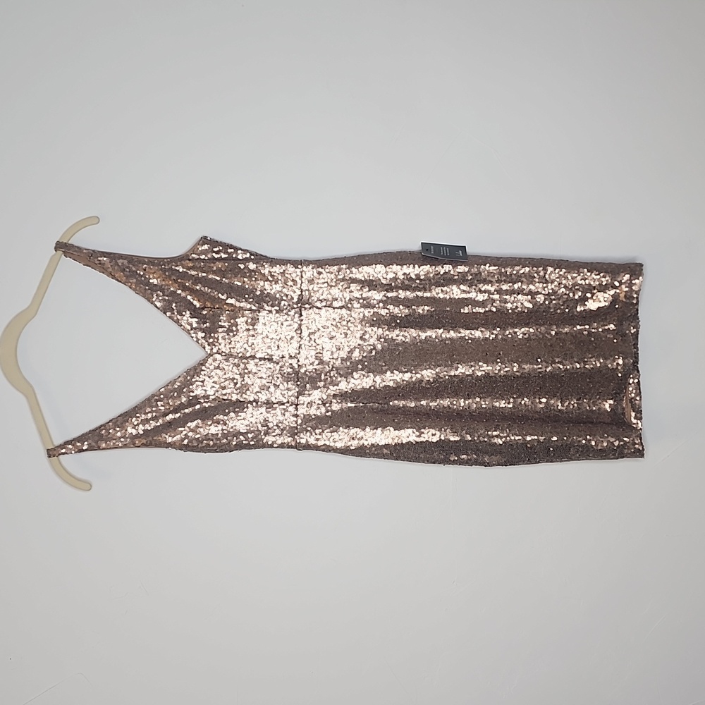 NWT XS Lulu's Sleeveless bronze colored sequence formal dress
